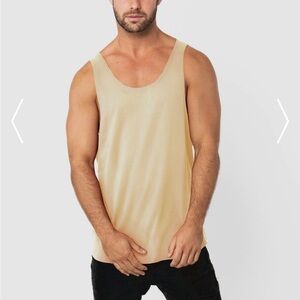 Äks Gōt Men’s Bamboo Cotton Muscle Tank Top Beige Athletic Made In Canada Sz L